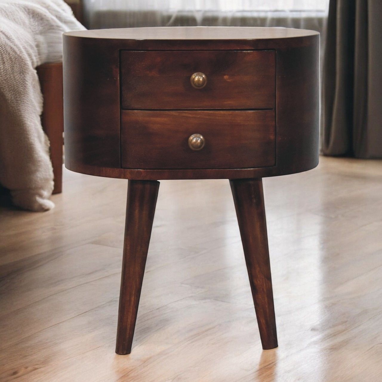 Rounded Bedside Table - The Sleep Loft - Online Mattress Showroom NYC