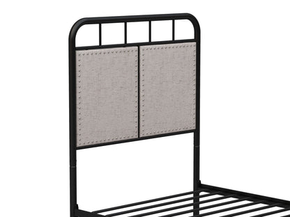 Twin Size Linen Upholstered Platform Metal Bed Frame With Fabric Headboard And Footboard - Brown - The Sleep Loft - Online Mattress Showroom NYC