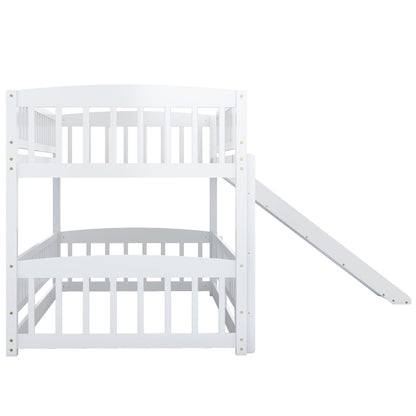 Low Bunk Bed With Slide, Fence And Ladder - The Sleep Loft - Online Mattress Showroom NYC