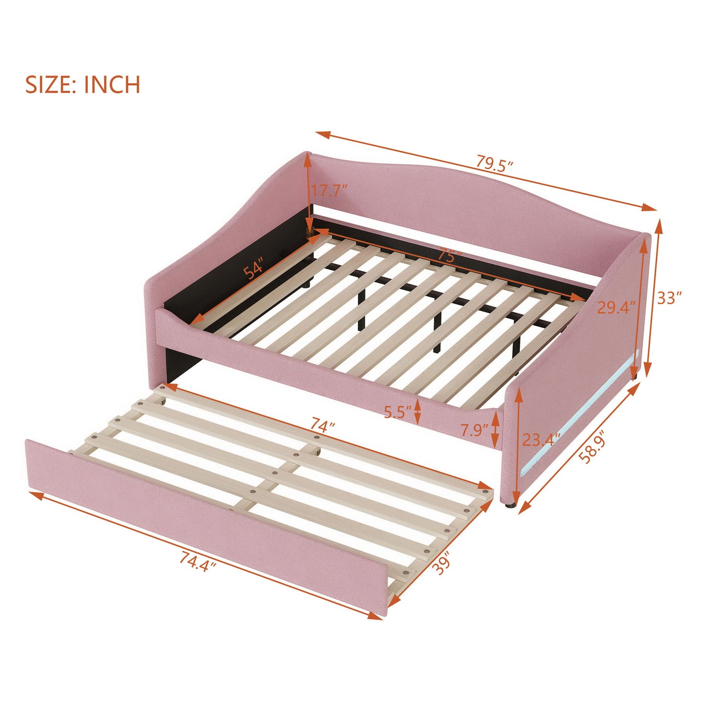 Upholstered Daybed With Light And Trundle - The Sleep Loft - Online Mattress Showroom NYC
