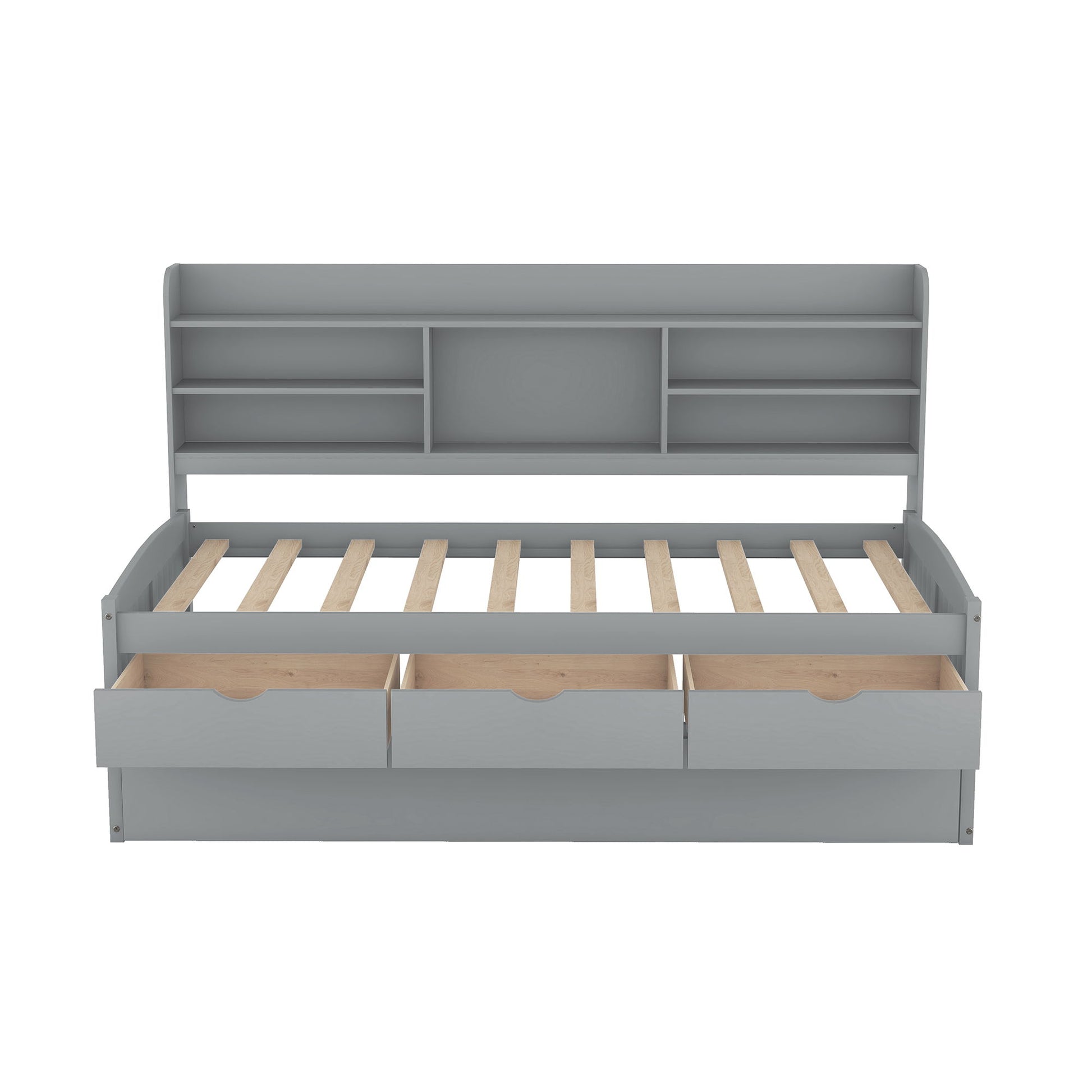 Captain Bed With Built In Bookshelves, 3 Storage Drawers, And Trundle - The Sleep Loft - Online Mattress Showroom NYC