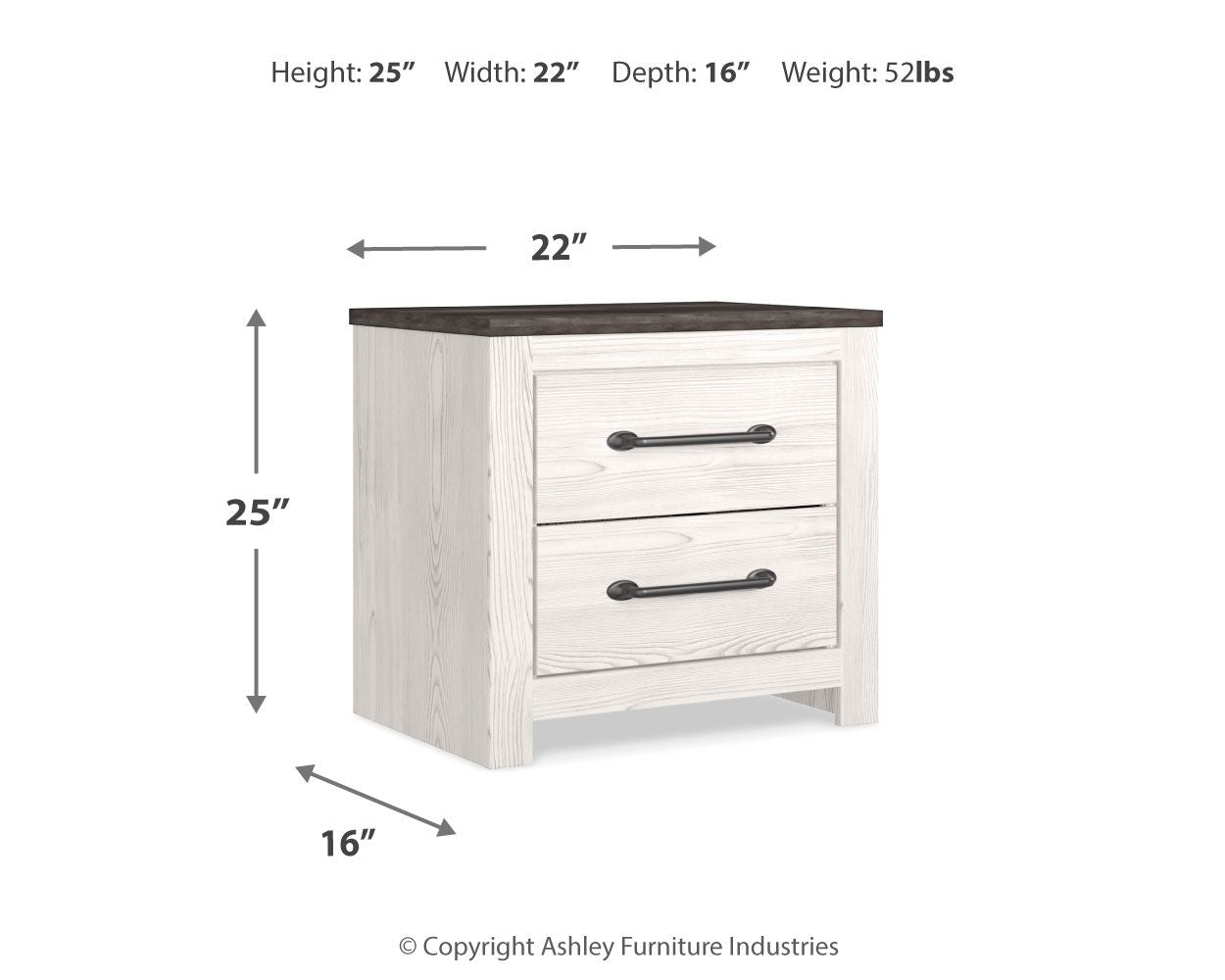 Gerridan - Two Drawer Night Stand - White / Gray - The Sleep Loft - Online Mattress Showroom NYC