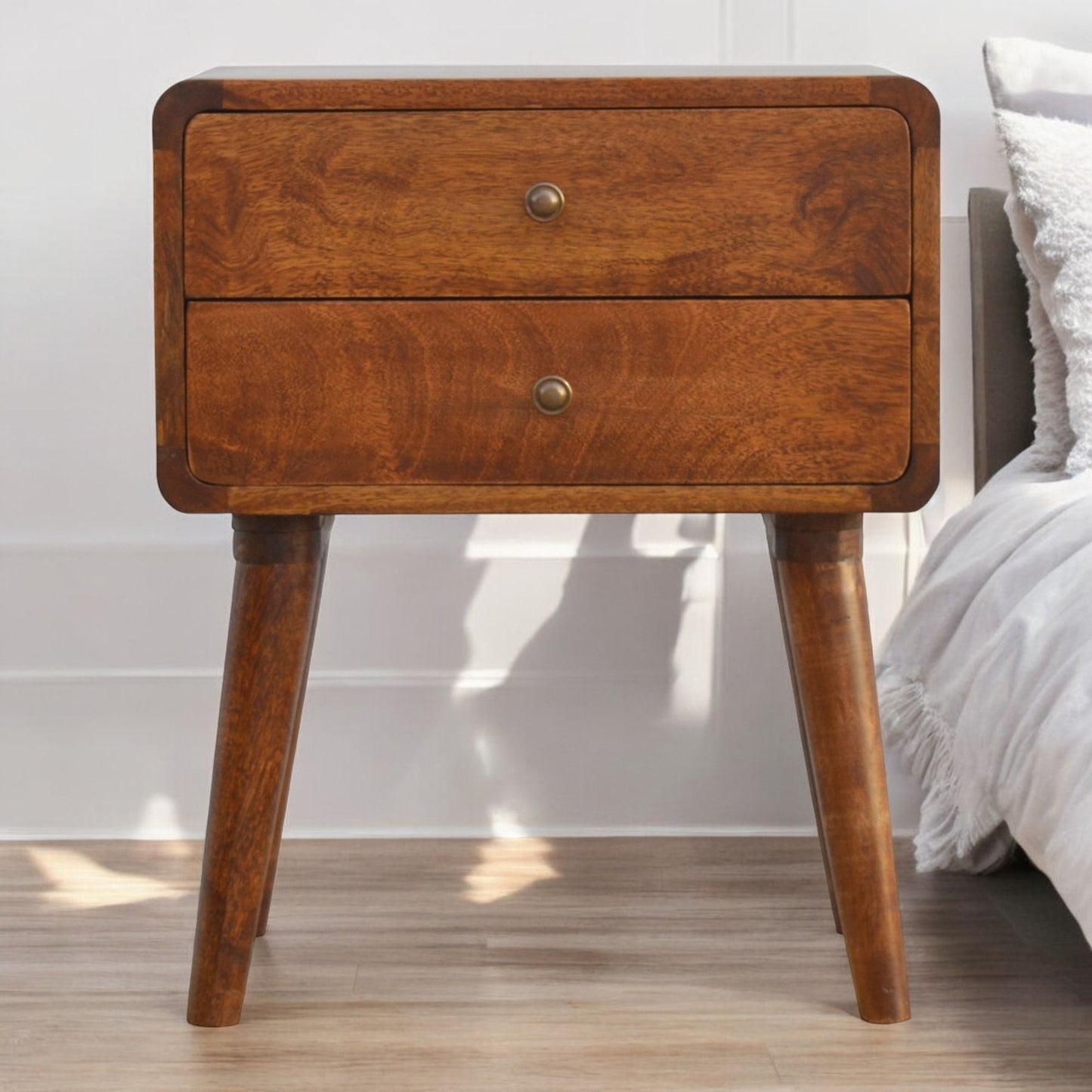 Curved Nightstand - The Sleep Loft - Online Mattress Showroom NYC