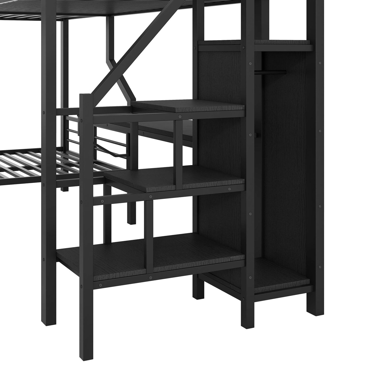 Twin Over Full L Shaped Bunk & Loft Bed With Built-In Wardrobe, Desk, And USB Ports - Black - The Sleep Loft - Online Mattress Showroom NYC