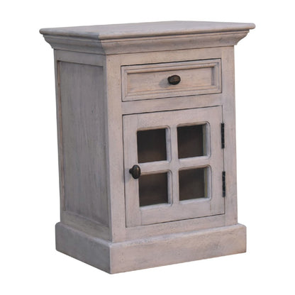 Glazed Bedside Table - Stone White - The Sleep Loft - Online Mattress Showroom NYC