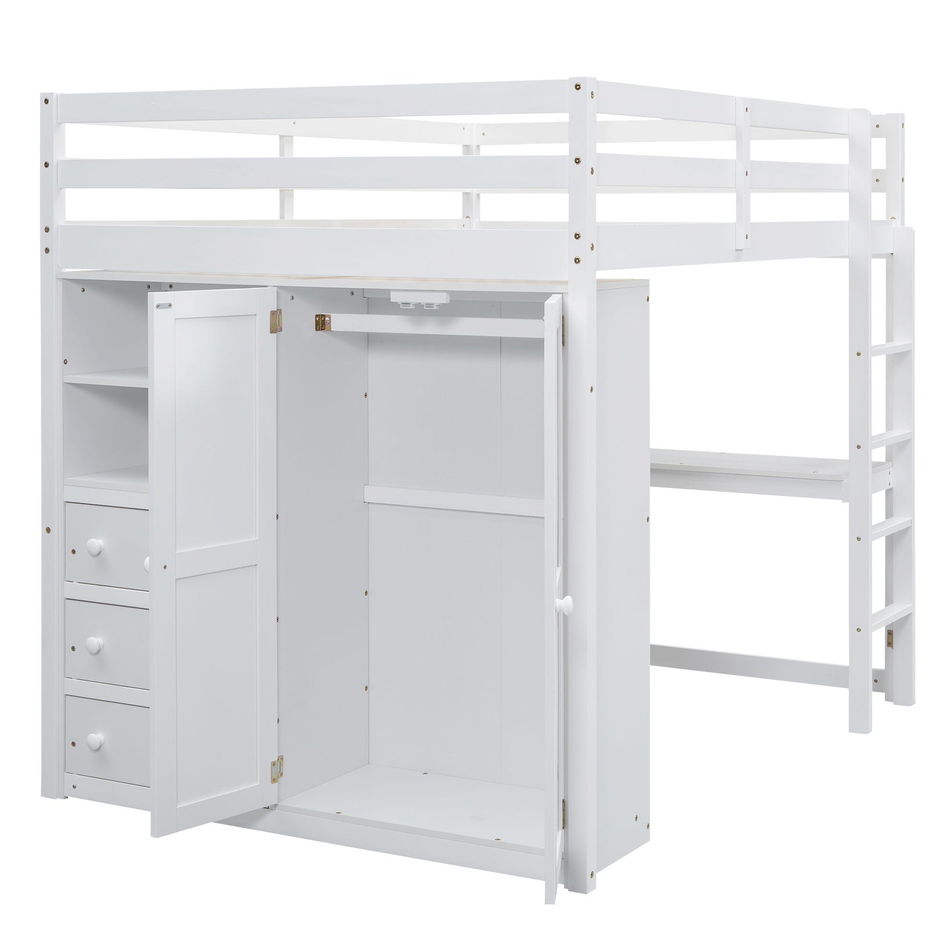 Loft Bed With Built In Wardrobe, Shelves And Drawers - The Sleep Loft - Online Mattress Showroom NYC