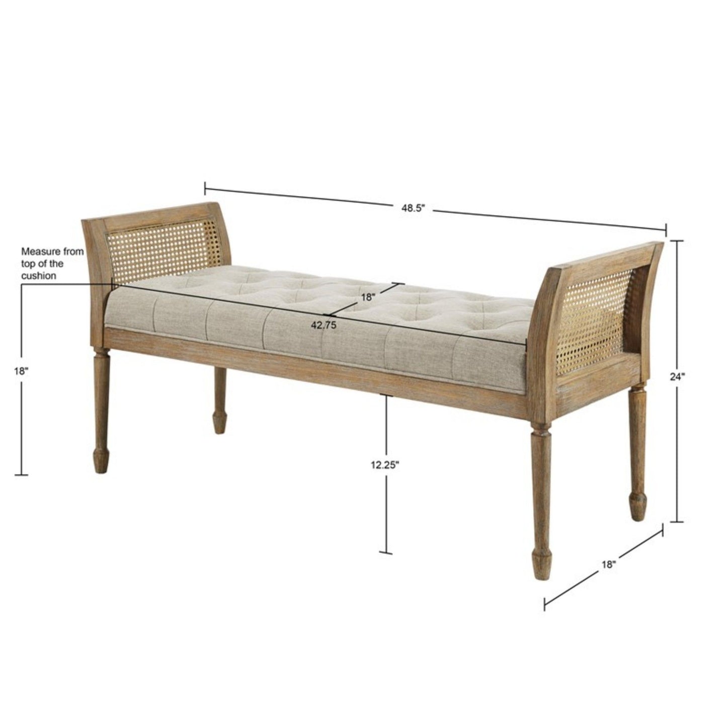 Accent Bench With Arm - Natural - The Sleep Loft - Online Mattress Showroom NYC