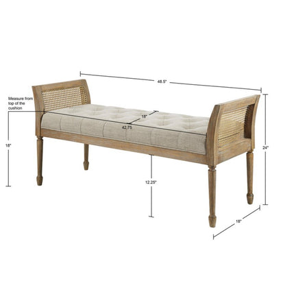 Accent Bench With Arm - Natural - The Sleep Loft - Online Mattress Showroom NYC