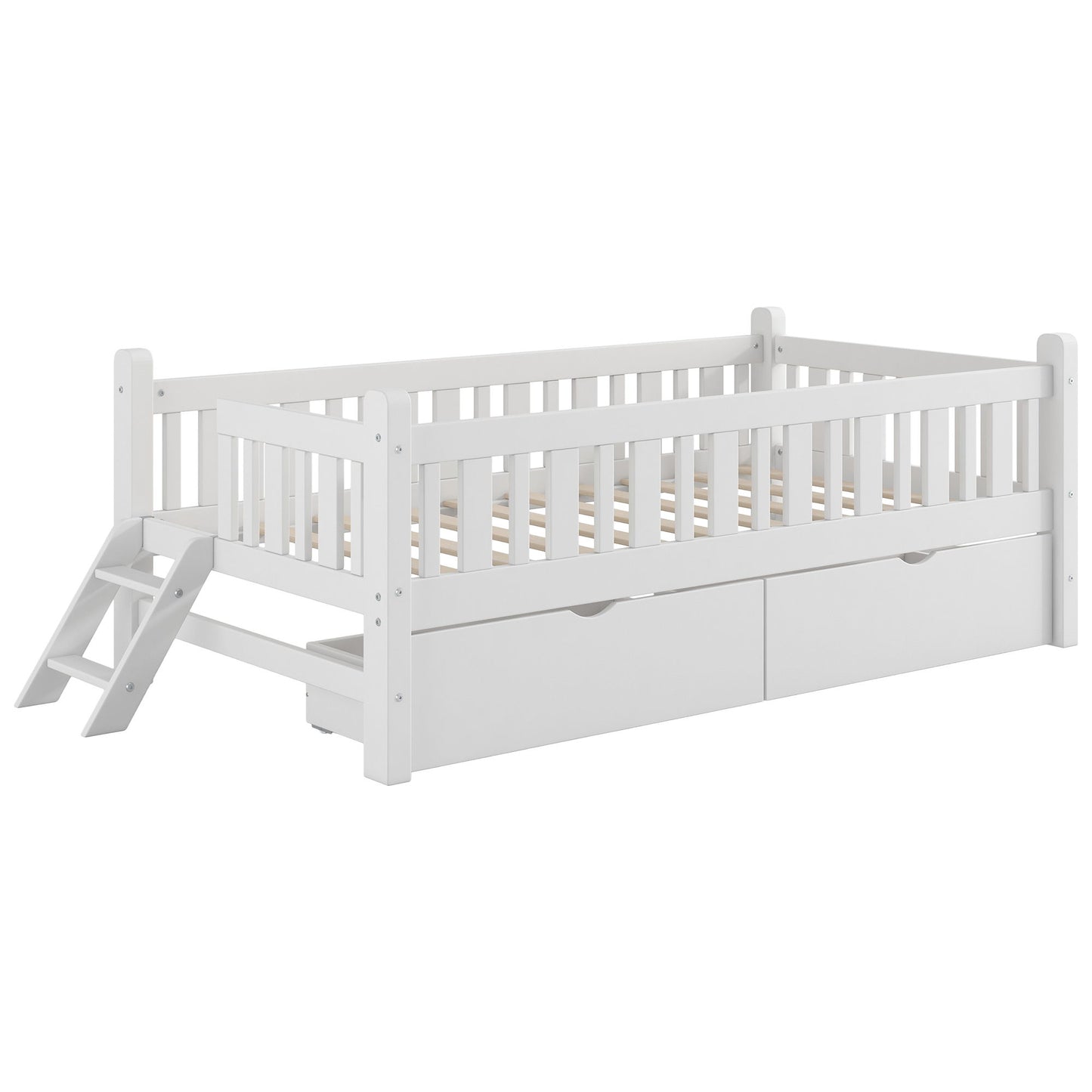 Platform Bed With Guardrail And 2 Drawers - The Sleep Loft - Online Mattress Showroom NYC