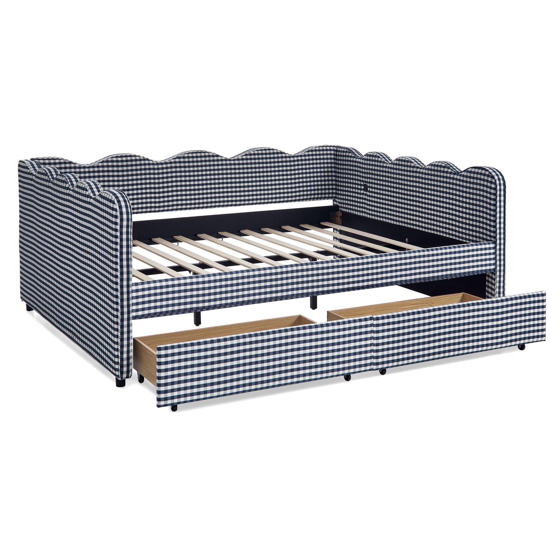 Gingham Daybed With USB Charging Port, Wave-Shaped Design - The Sleep Loft - Online Mattress Showroom NYC