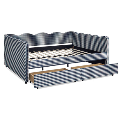Gingham Daybed With USB Charging Port, Wave-Shaped Design - The Sleep Loft - Online Mattress Showroom NYC