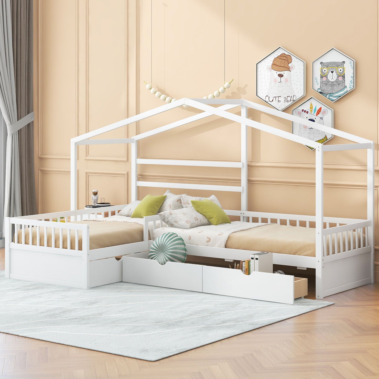 L Shape Platform Bed With 3 Storage Drawers - The Sleep Loft - Online Mattress Showroom NYC