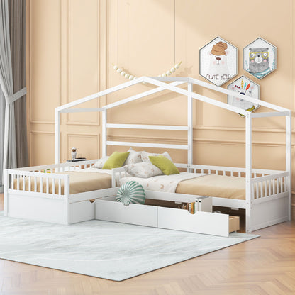 L Shape Platform Bed With 3 Storage Drawers - The Sleep Loft - Online Mattress Showroom NYC