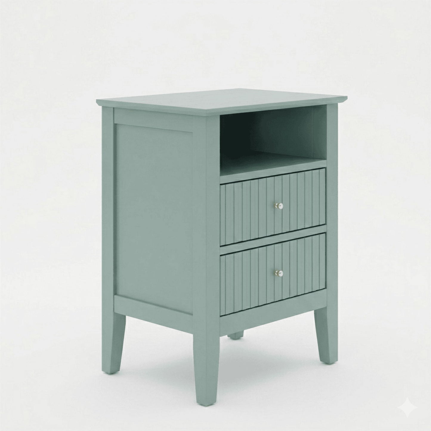 Fluted Nightstand With 2 Drawers