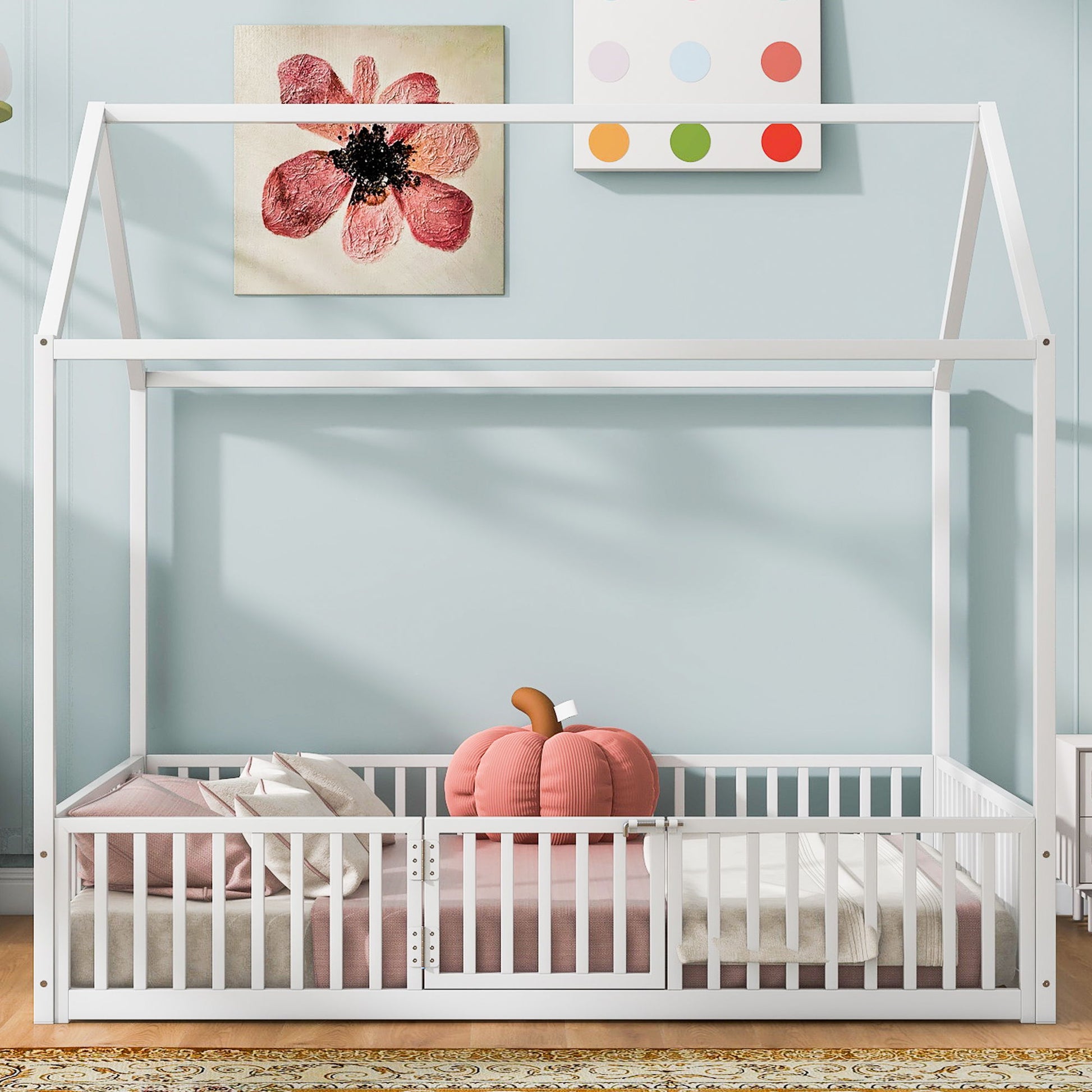 Metal House Bed With Fence And Door - The Sleep Loft - Online Mattress Showroom NYC