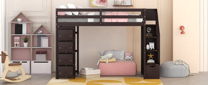 Loft Bed With Storage Drawers And Stairs With Shelves - The Sleep Loft - Online Mattress Showroom NYC