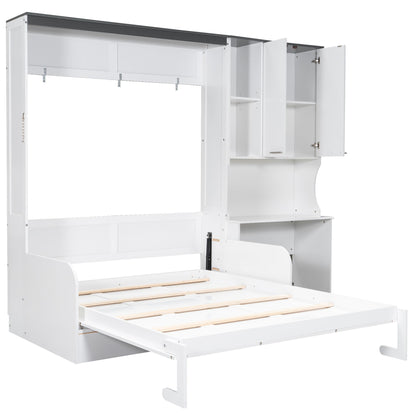 Multi Functional Murphy Bed With Sofa, Desk, And Storage Cabinet, Queen Size - White - The Sleep Loft - Online Mattress Showroom NYC
