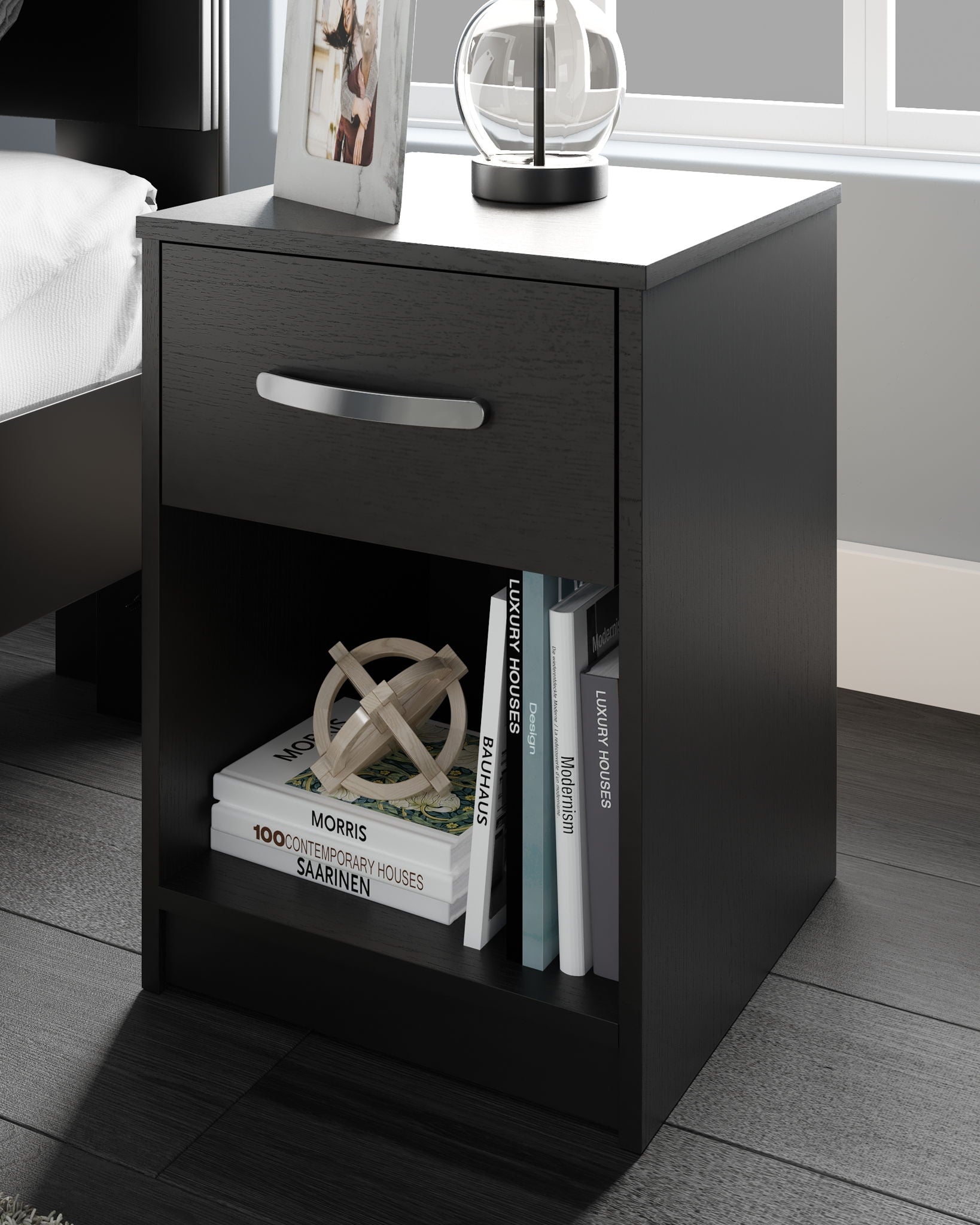 Finch - One Drawer Night Stand - Black - The Sleep Loft - Online Mattress Showroom NYC