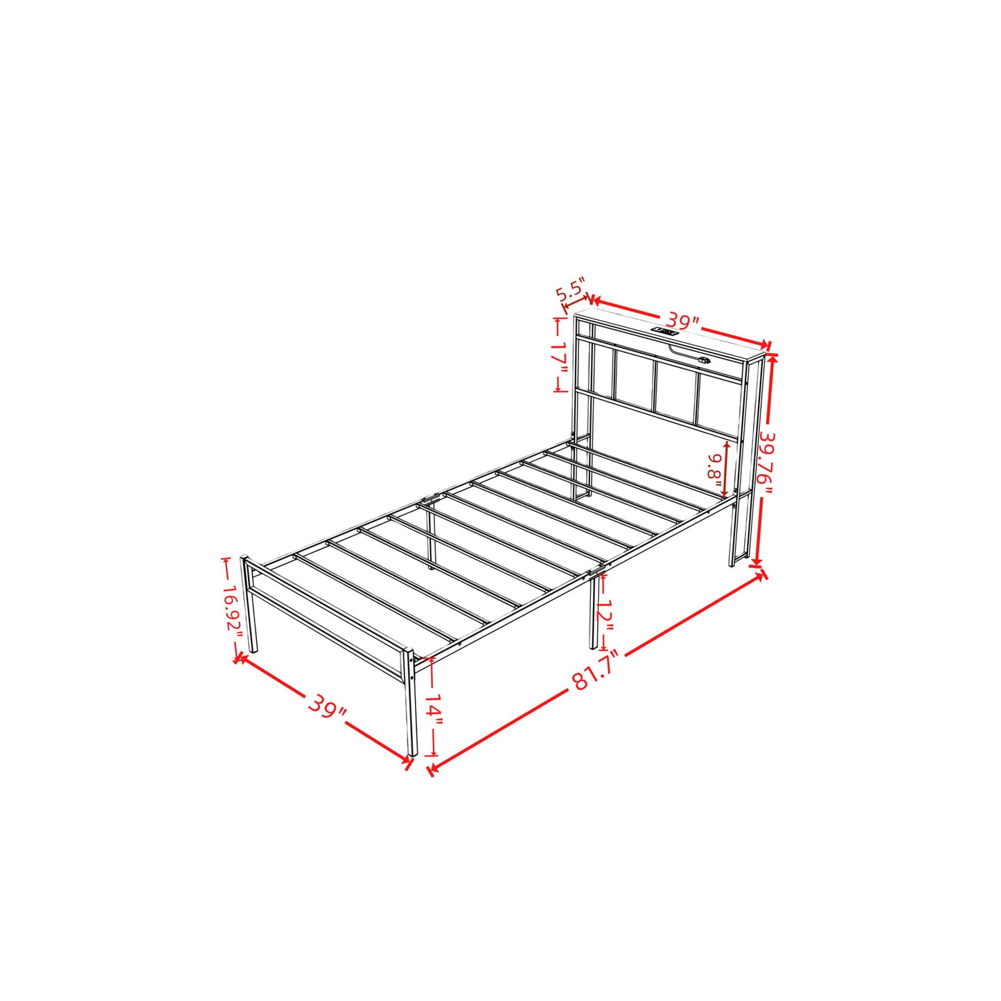 Bed Frame With Storage Headboard With USB C, Type C And LED Light - The Sleep Loft - Online Mattress Showroom NYC