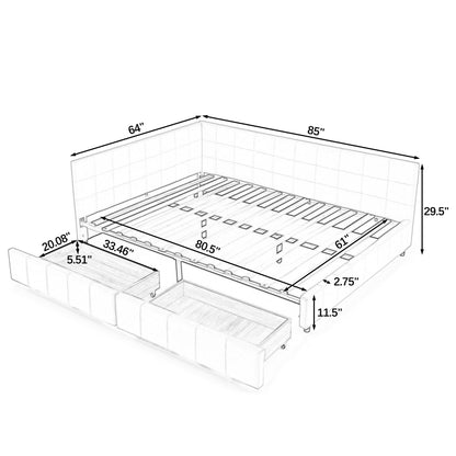 Mid-Century Storage Upholstered Tufted Bed Frame With Backrest And Armrests - The Sleep Loft - Online Mattress Showroom NYC