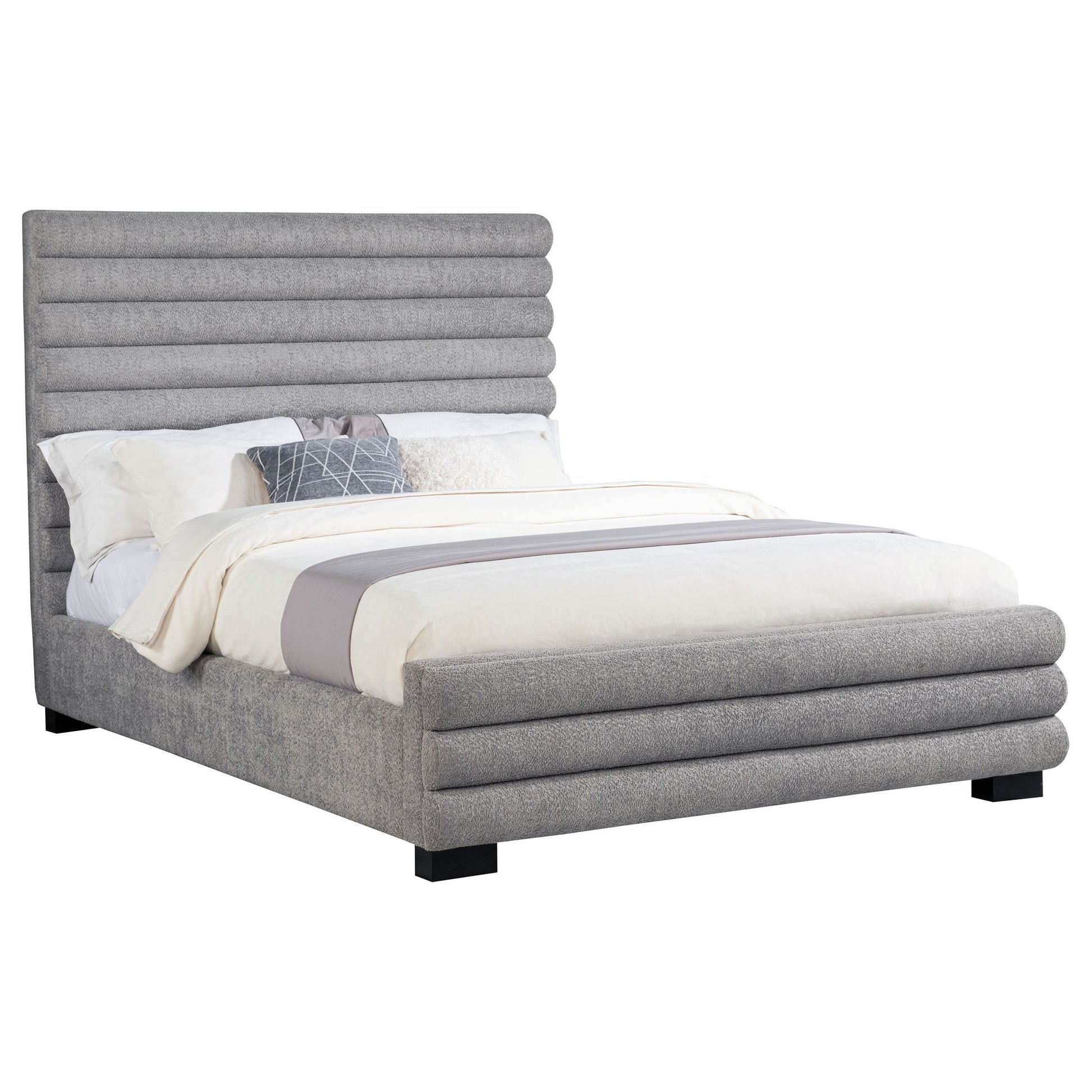Queen Bed With Textured, And Tufted Headboard - Gray - The Sleep Loft - Online Mattress Showroom NYC