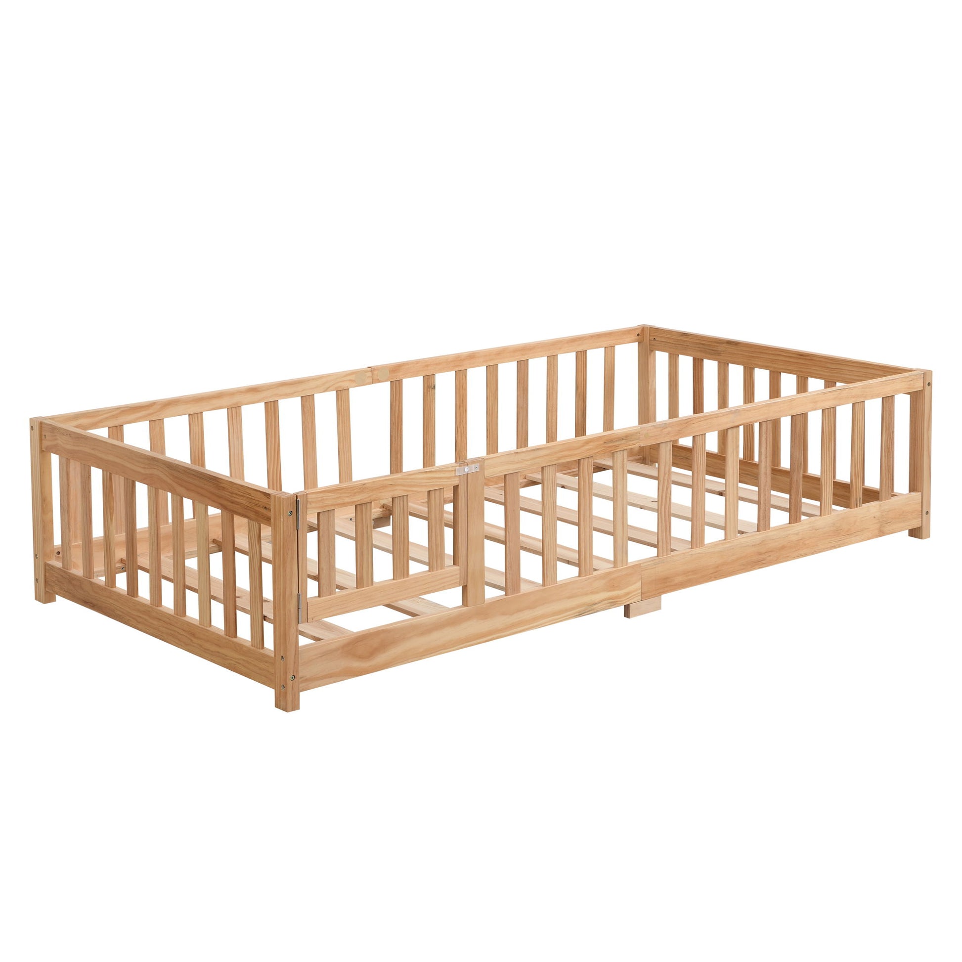 Solid Wood Floor Bed With Door And Fence For Children - The Sleep Loft - Online Mattress Showroom NYC