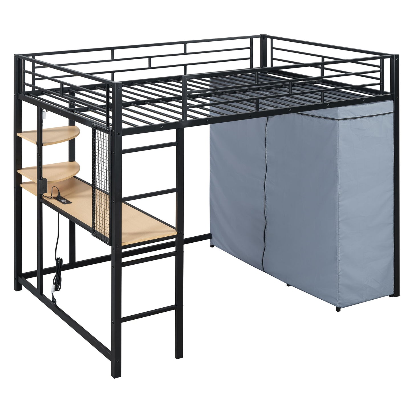 Loft Bed With Desk, Shelves, Power Outlet, LED Light And Wardrobe - The Sleep Loft - Online Mattress Showroom NYC