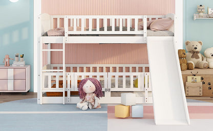 Low Bunk Bed With Slide, Fence And Ladder - The Sleep Loft - Online Mattress Showroom NYC