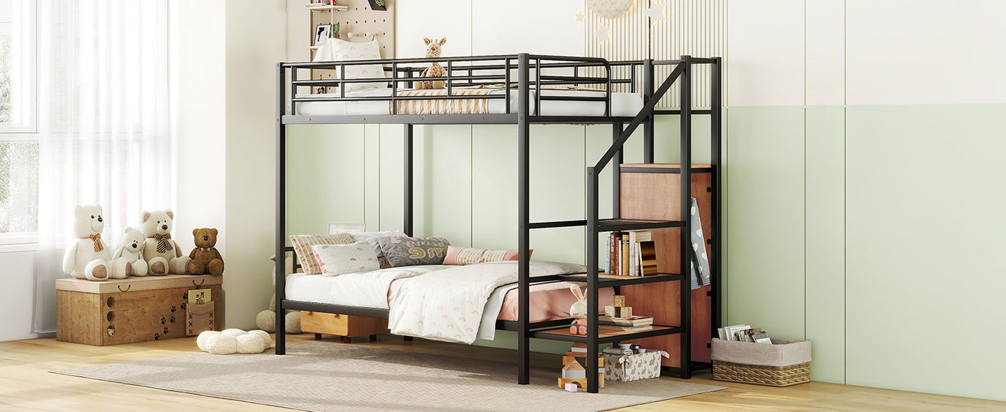 Bunk Bed With Lateral Storage Ladder And Wardrobe - The Sleep Loft - Online Mattress Showroom NYC