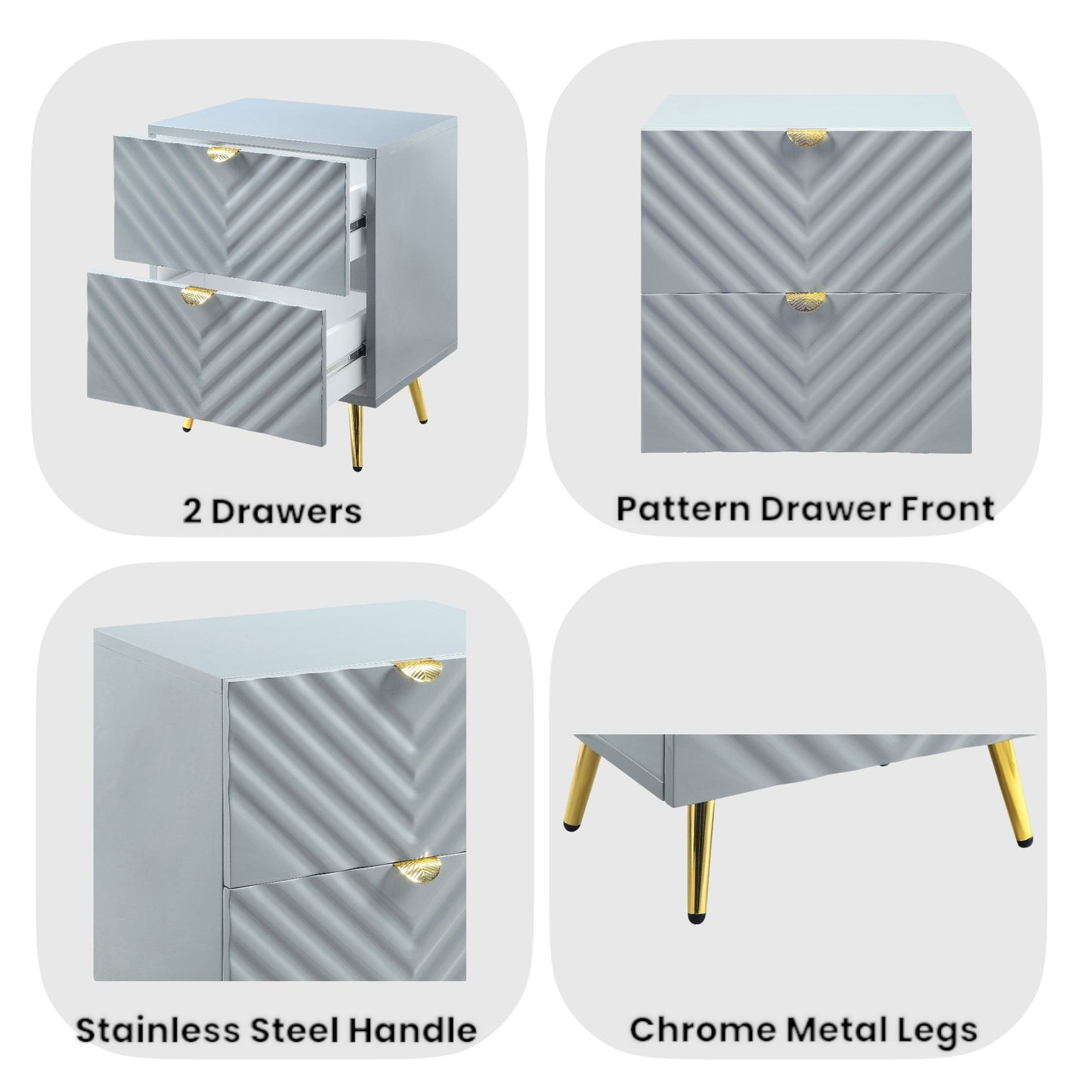 Gaines - High Gloss Nightstand - The Sleep Loft - Online Mattress Showroom NYC