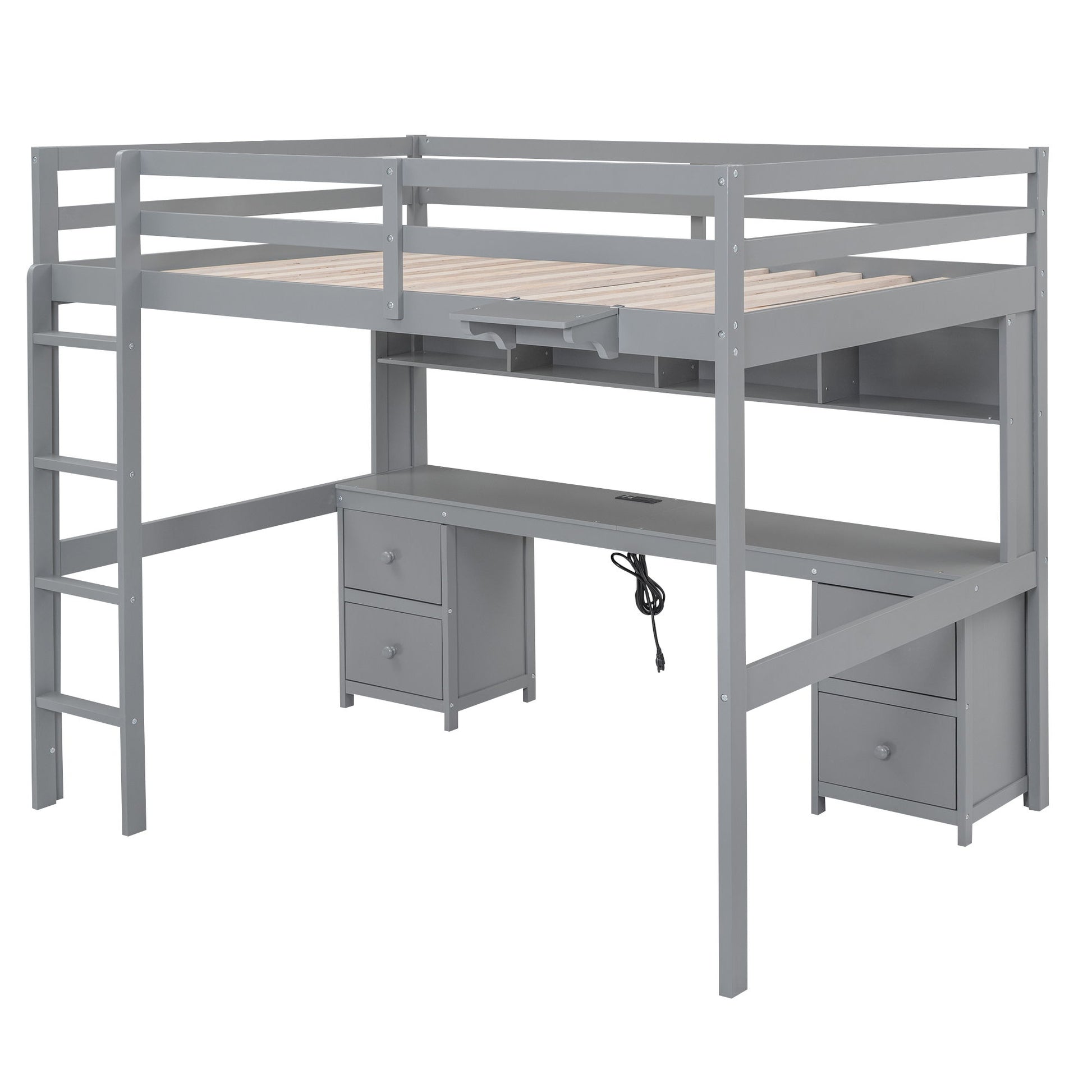 Loft Bed With Desk, Cabinets, Drawers, Charging Station And Bedside Tray - The Sleep Loft - Online Mattress Showroom NYC