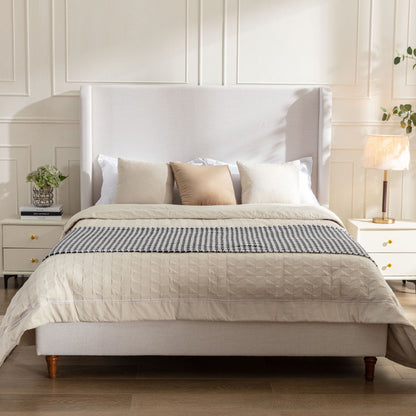 Hayden - Upholstered Wingback Bed With Tall Headboard - The Sleep Loft - Online Mattress Showroom NYC
