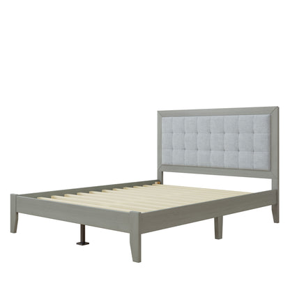 Mid Century Modern Platform Bed With Upholstered Headboard - The Sleep Loft - Online Mattress Showroom NYC