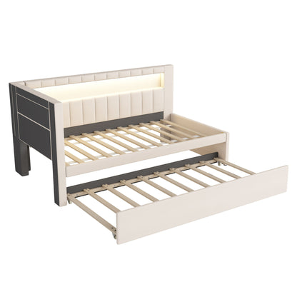 Upholstered Platform Bed With USB Ports And LED Belt - The Sleep Loft - Online Mattress Showroom NYC