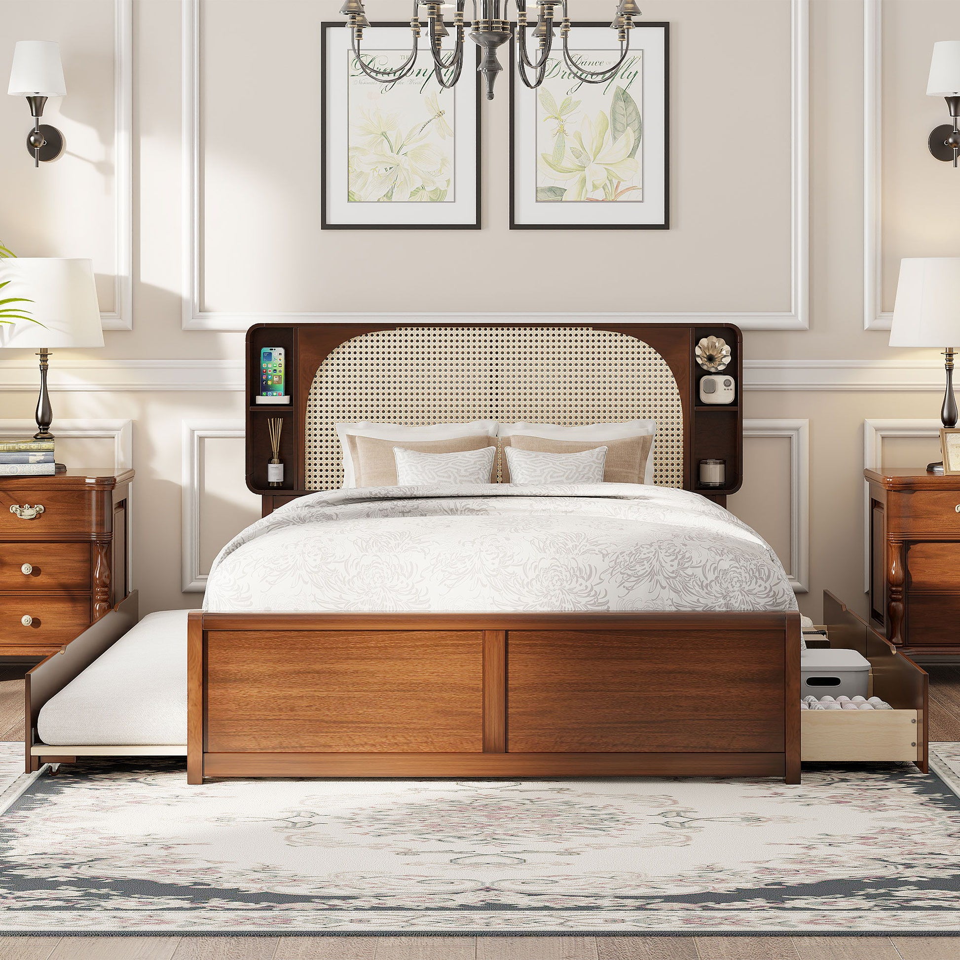 Headboard Bed With 2 Drawers And Trundle - The Sleep Loft - Online Mattress Showroom NYC