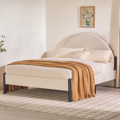 Bed Modern Upholstered Curved Headboard - The Sleep Loft - Online Mattress Showroom NYC