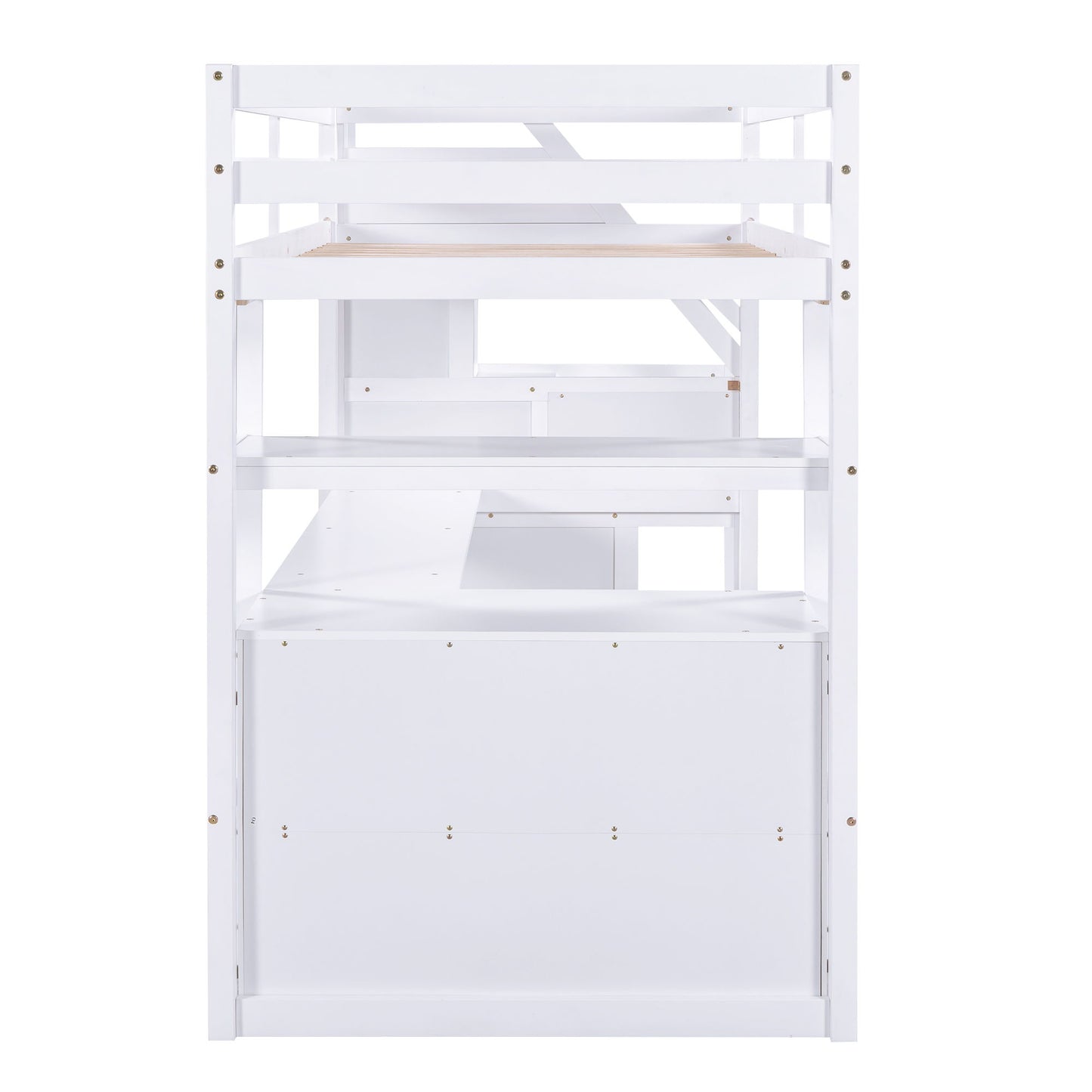 Loft Bed With Desk, Shelves, 2 Drawers, Storage Staircase - The Sleep Loft - Online Mattress Showroom NYC