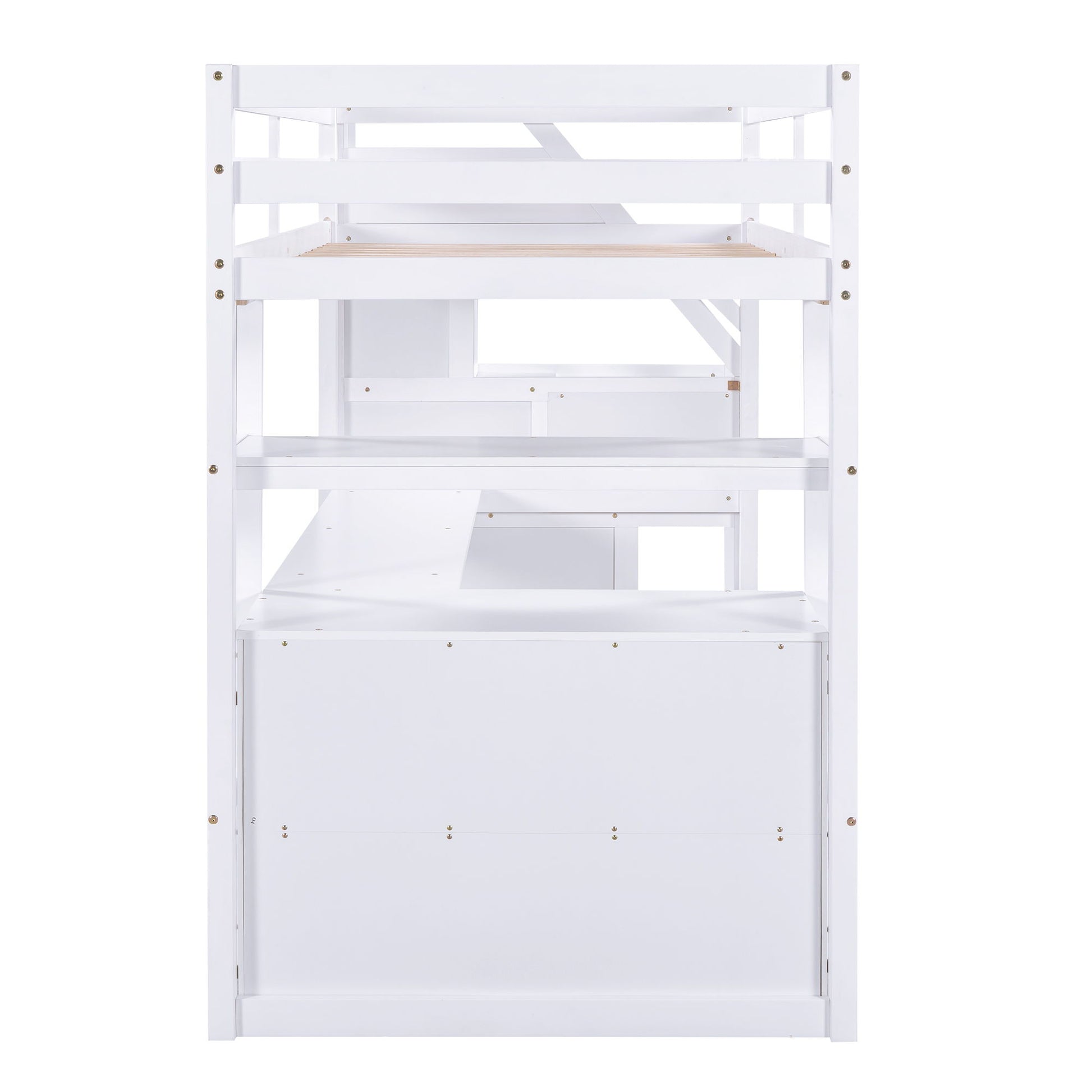 Loft Bed With Desk, Shelves, 2 Drawers, Storage Staircase - The Sleep Loft - Online Mattress Showroom NYC