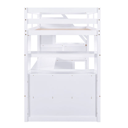 Loft Bed With Desk, Shelves, 2 Drawers, Storage Staircase - The Sleep Loft - Online Mattress Showroom NYC