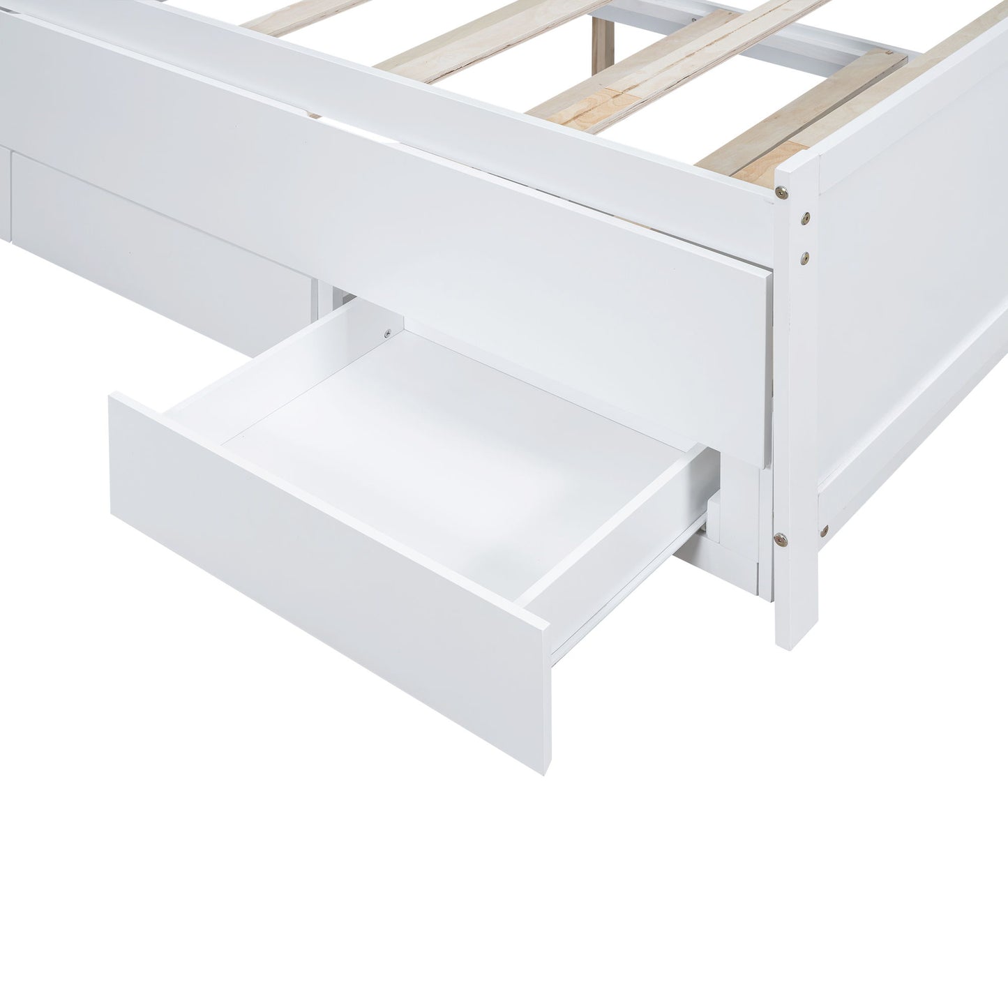 Full Size Platform Bed With Storage LED Headboard, Twin Trundle And 3 Drawers - White - The Sleep Loft - Online Mattress Showroom NYC