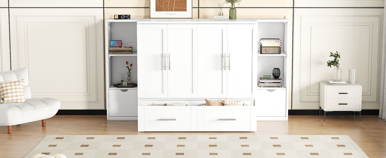 Murphy Bed With Shelves, Drawers And USB Ports - The Sleep Loft - Online Mattress Showroom NYC