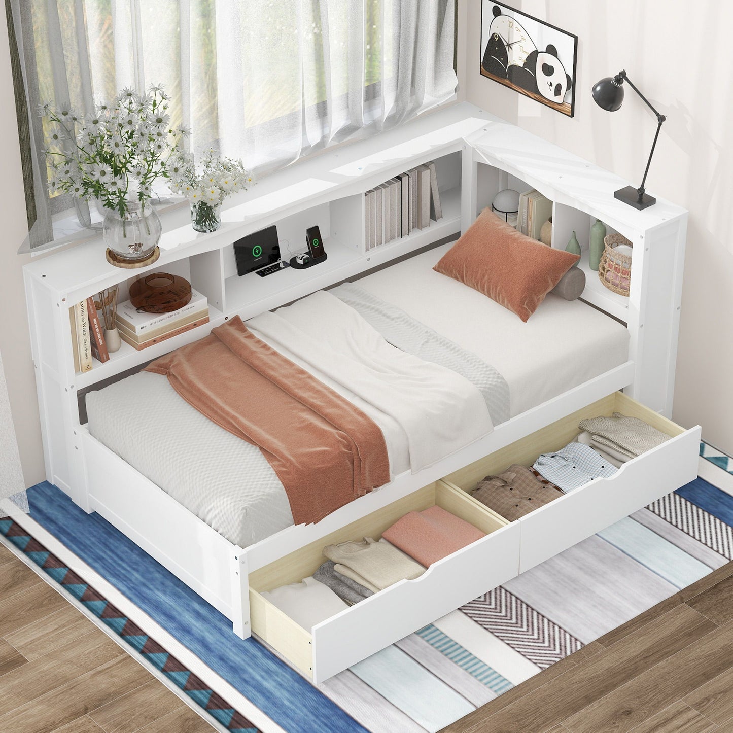 Daybed With 2 Storage Drawers, Storage Cabinets, USB Ports - The Sleep Loft - Online Mattress Showroom NYC