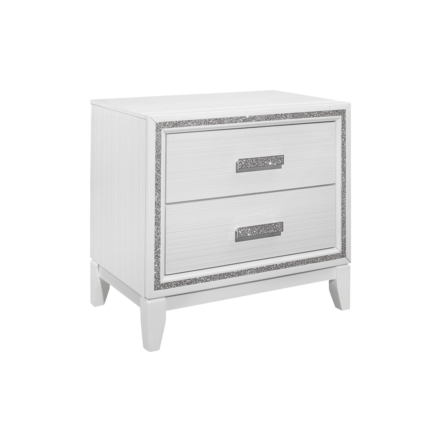 Almera - Glitter Nightstand - White - The Sleep Loft - Online Mattress Showroom NYC