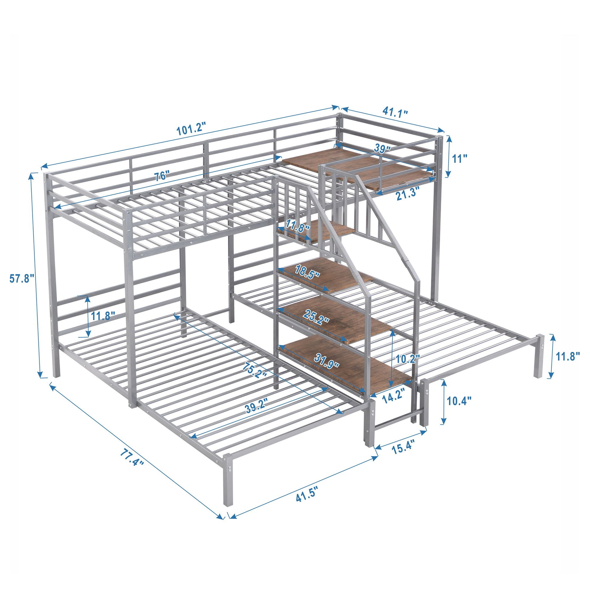 Metal Bunk Bed With Storage Shelves Staircase - The Sleep Loft - Online Mattress Showroom NYC