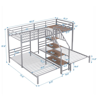 Metal Bunk Bed With Storage Shelves Staircase - The Sleep Loft - Online Mattress Showroom NYC