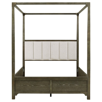 Sundance - Queen Canopy Bed With Upholstered Headboard - Dark Brown - The Sleep Loft - Online Mattress Showroom NYC