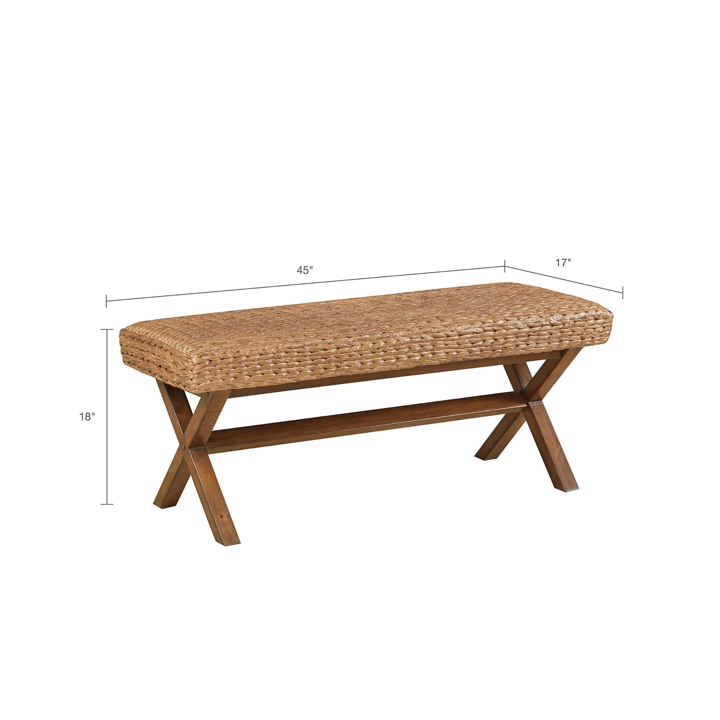 Bench With Water Hyacinth Seat - Brown - The Sleep Loft - Online Mattress Showroom NYC