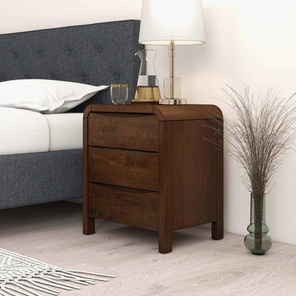 Lionel - Nightstand 3 Drawer Bed Side Table - Brown - The Sleep Loft - Online Mattress Showroom NYC