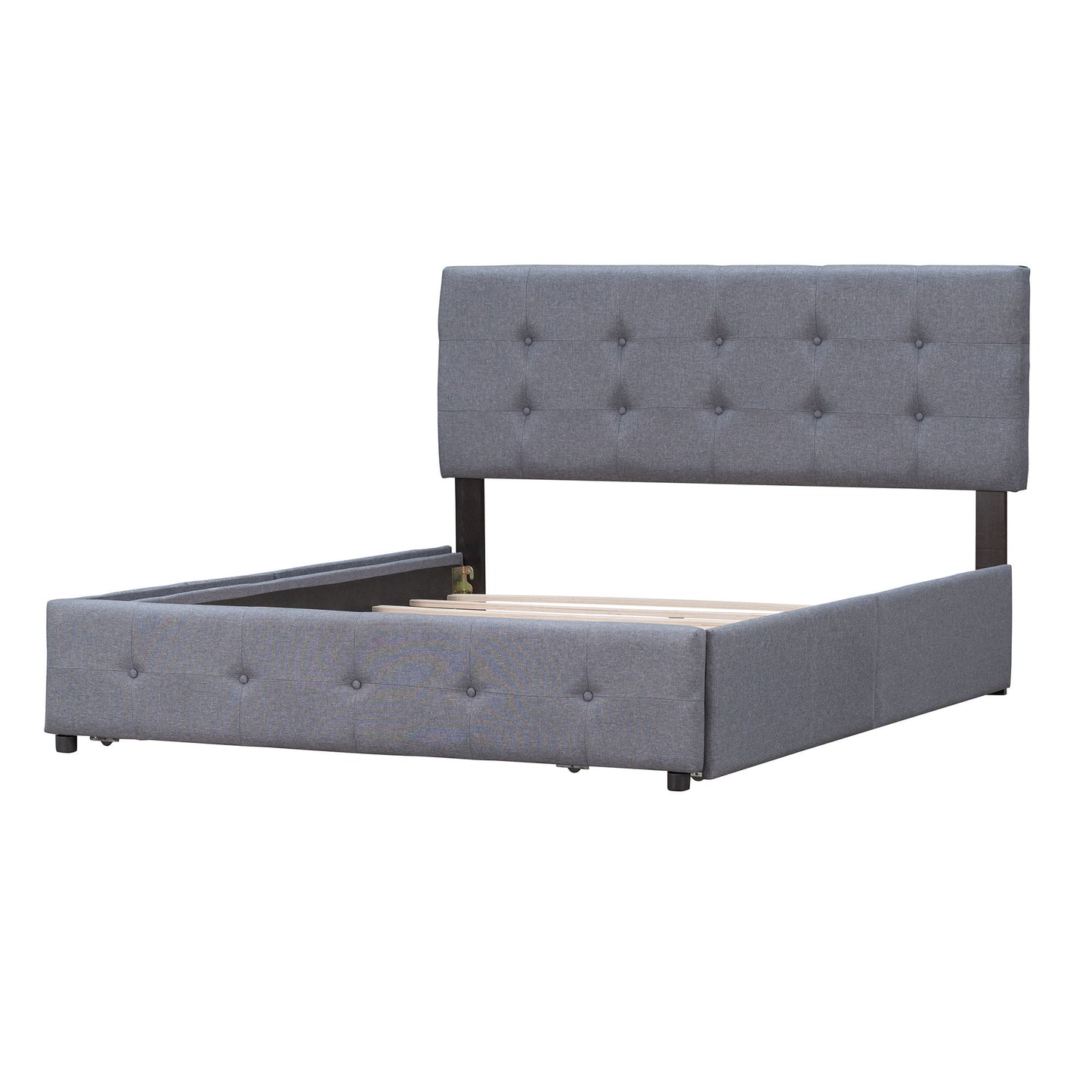 Upholstered Platform Bed With Classic Headboard And Drawers, No Box Spring Needed - The Sleep Loft - Online Mattress Showroom NYC