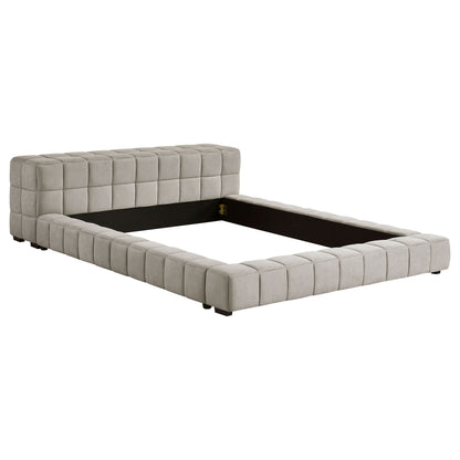 Kinsley - Upholstered Full Platform Bed With Low Profile And Tufted Headboard - Taupe - The Sleep Loft - Online Mattress Showroom NYC